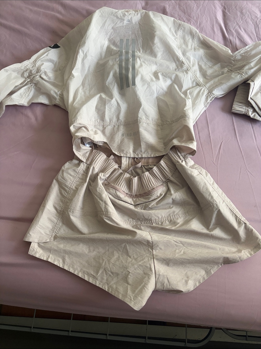 adidas Cream Zip-Front Athletic Romper - Picture 3 of 3
